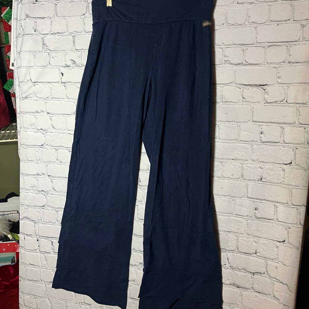 Elegant Navy Blue Women's waterfall Pants